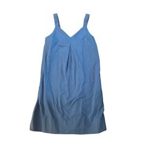 Women 6 Everlane Blue Cotton Shift Mini Dress V-Neck Adjustable Straps Relaxed